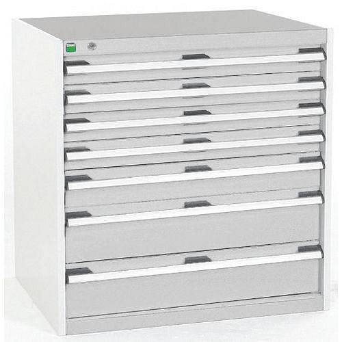 Dílenská zásuvková skříň Bott Cubio, 80 x 80 x 65 cm, 7 zásuvek, šedá-šedá