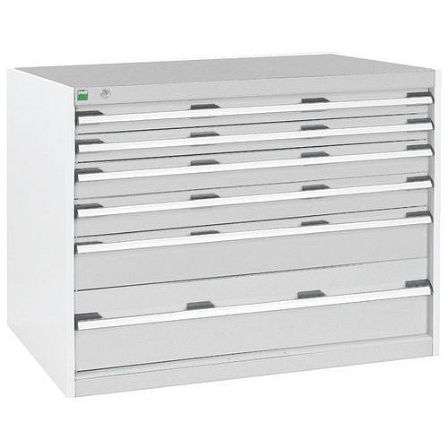 Dílenská zásuvková skříň Bott Cubio, 80 x 105 x 75 cm, 6 zásuvek, šedá-šedá