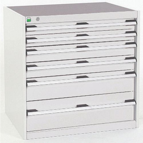 Dílenská zásuvková skříň Bott Cubio, 80 x 80 x 52,5 cm, 6 zásuvek, šedá-šedá