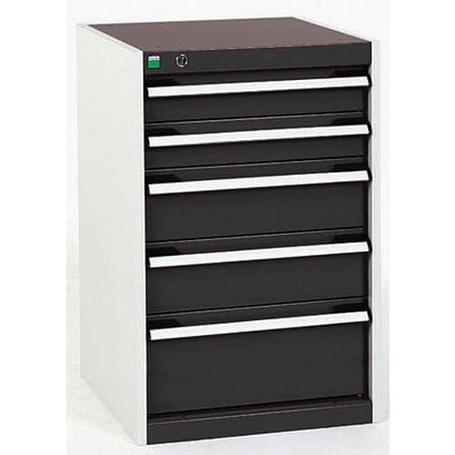 Dílenská zásuvková skříň Bott Cubio, 80 x 52,5 x 65 cm, 5 zásuvek, šedá-antracit