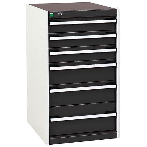 Dílenská zásuvková skříň Bott Cubio, 90 x 52,5 x 65 cm, 6 zásuvek, šedá-antracit