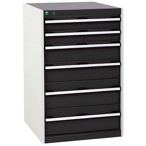 Dílenská zásuvková skříň Bott Cubio, 100 x 65 x 65 cm, 6 zásuvek, šedá-antracit