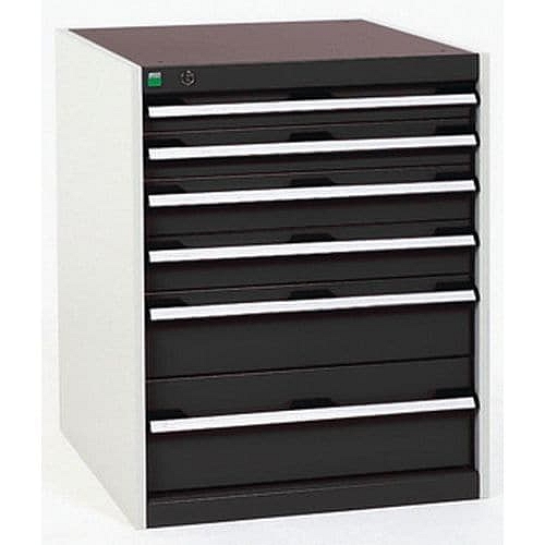 Dílenská zásuvková skříň Bott Cubio, 80 x 65 x 75 cm, 6 zásuvek, šedá-antracit