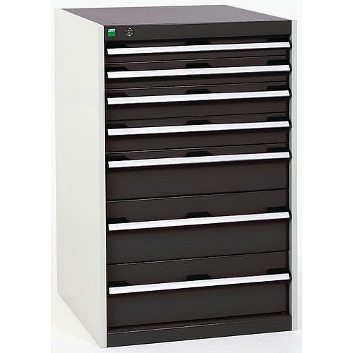 Dílenská zásuvková skříň Bott Cubio, 100 x 65 x 65 cm, 7 zásuvek, šedá-antracit