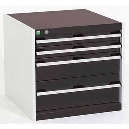 Dílenská zásuvková skříň Bott Cubio, 60 x 65 x 75 cm, 4 zásuvky, šedá-antracit