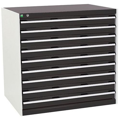 Dílenská zásuvková skříň Bott Cubio, 100 x 105 x 75 cm, 9 zásuvek, šedá-antracit