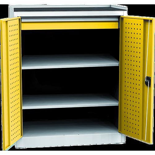 Dílenská skříň na nářadí s jednou zásuvkou, 118 x 95 x 60 cm, šedá/žlutá