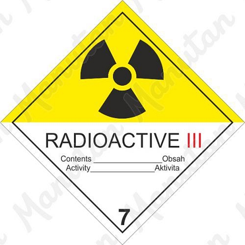 Výstražné ADR tabulky - Radioaktivní látka kat. III. č. 7C