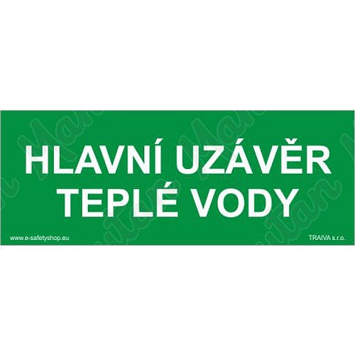 Tabulky bezpečí - Hlavní uzávěr teplé vody