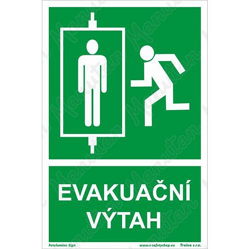 Tabulky bezpečí, fotoluminiscenční - Evakuační výtah