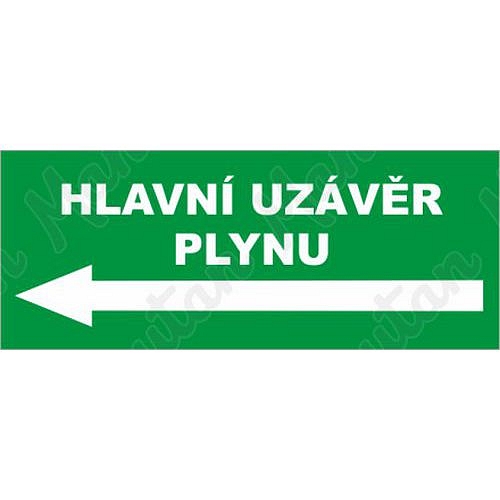 Tabulky bezpečí - Hlavní uzávěr plynu vlevo