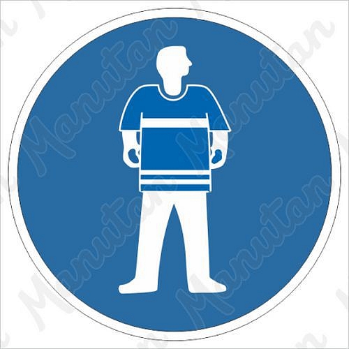 Vstup jen s ochrannou vestou, samolepka 40 x 40 x 0,1 mm, arch 35 ks