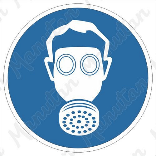 Pracuj jen v ochranné masce, samolepka 40 x 40 x 0,1 mm, arch 35 ks