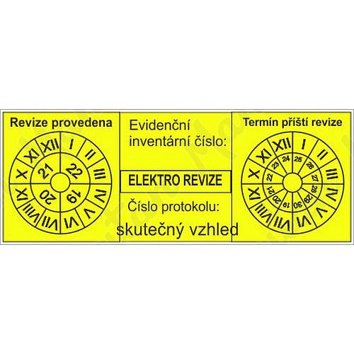 Označení revize spotřebičů, samolepka 105 x 40 x 0,1 mm, arch 30 ks