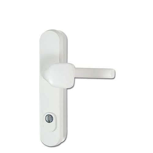 Hliníkové bezpečnostní kování R101, madlo/klika s překrytím vložky, ZA.92, TB3, práškovaná bílá