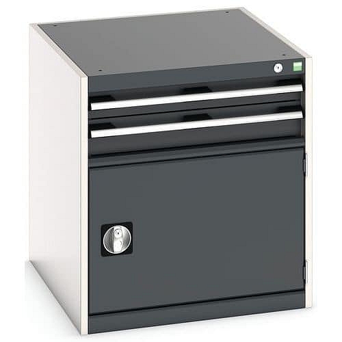 Dílenská zásuvková skříň Bott Cubio, 70 x 65 x 75 cm, 2 zásuvky, 1 skříňka, šedá-antracit