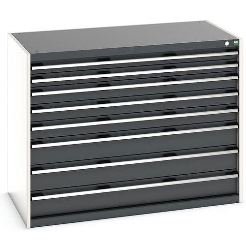 Dílenská zásuvková skříň Bott Cubio, 100 x 130 x 75 cm, 8 zásuvek, šedá-antracit