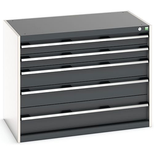 Dílenská zásuvková skříň Bott Cubio, 80 x 105 x 65 cm, 5 zásuvek, šedá-antracit