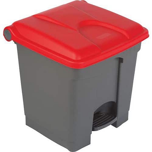 Odpadkový nášlapný koš Manutan Expert, 30 l, červená/šedá