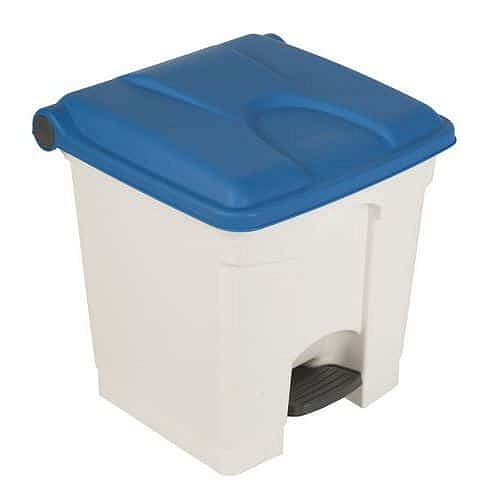 Odpadkový nášlapný koš Manutan Expert, 30 l, modrá/bílá