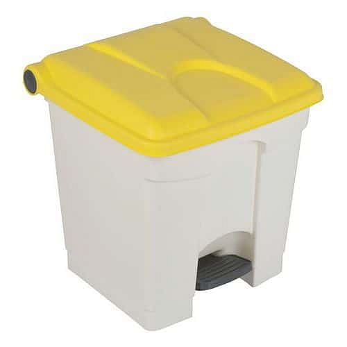 Odpadkový nášlapný koš Manutan Expert, 30 l, žlutá/bílá
