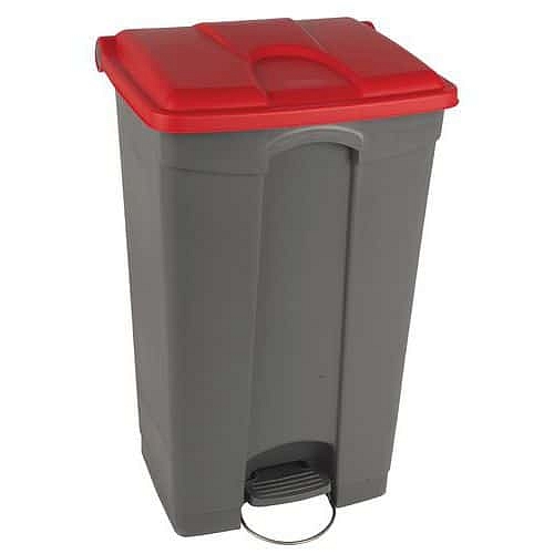Odpadkový nášlapný koš Manutan Expert, 90 l, červená/šedá