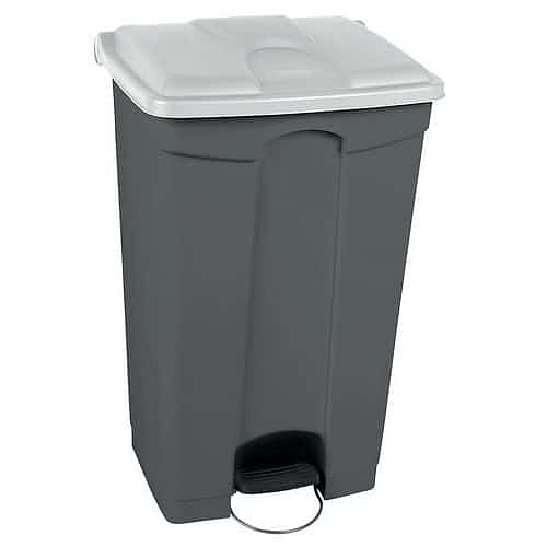 Odpadkový nášlapný koš Manutan Expert, 90 l, bílá/šedá