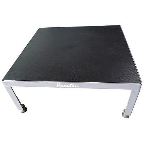 Ocelová pracovní podesta Manutan Expert s nastavitelnou výškou, 610 x 610 mm, výška 255 - 320 mm