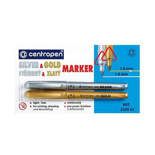 Popisovač CENTROPEN 2690/2 SILVER + GOLD