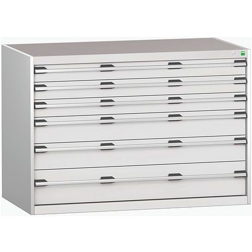 Dílenská zásuvková skříň Bott Cubio 200, 90 x 130 x 75 cm, 6 zásuvek, šedá-šedá