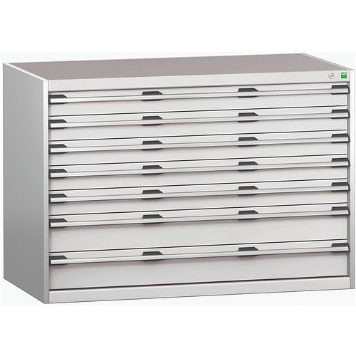 Dílenská zásuvková skříň Bott Cubio 200, 90 x 130 x 75 cm, 7 zásuvek, šedá-šedá