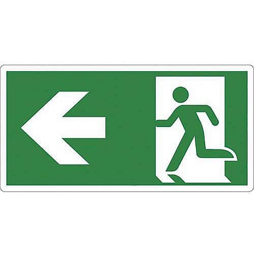 Bezpečnostní tabulka Manutan Expert - Únikový východ vlevo, samolepicí fólie, 400 x 200 mm