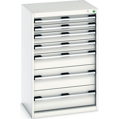 Dílenská zásuvková skříň Bott Cubio, 100 x 65 x 52,5 cm, 7 zásuvek, šedá-šedá