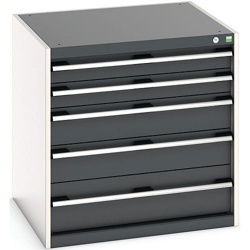 Dílenská zásuvková skříň Bott Cubio, 80 x 80 x 75 cm, 5 zásuvek, šedá-antracit