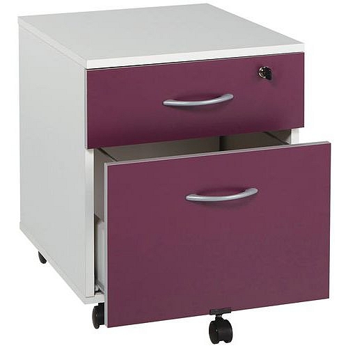 Mobilní kontejner Manutan Expert Colibri, 53 x 42 x 50 cm, 2 zásuvky, fialový/bílý