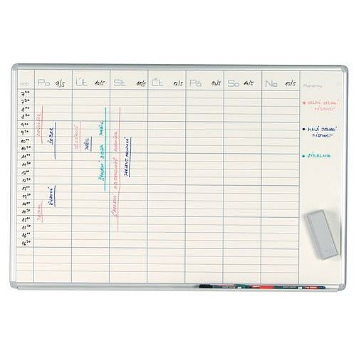 Keramická plánovací tabule ekoTAB 100 x 70 cm, týden