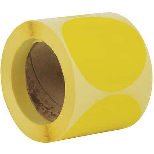 Samolepicí značkovací kolečka Manutan Expert, žlutá, průměr 90 mm, 500 ks na roli