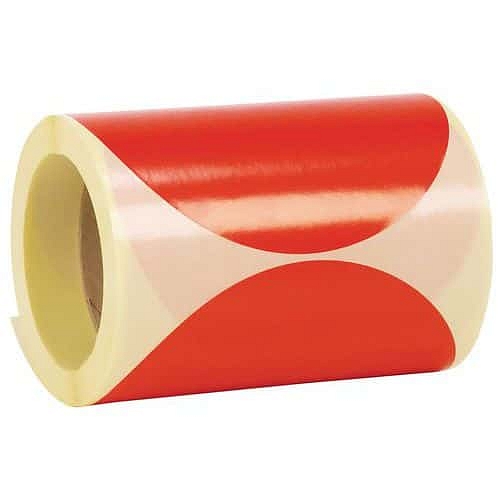 Samolepicí značkovací kolečka Manutan Expert, červená, průměr 150 mm, 250 ks na roli