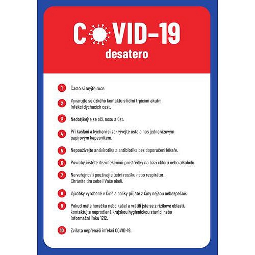 Desatero zásad ochrany proti virové nákaze, plast, 297 x 210 x 0,5 mm, A4