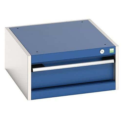 Dílenská zásuvková skříň Bott Cubio, 25 x 52,5 x 65 cm, 1 zásuvka, šedá-modrá