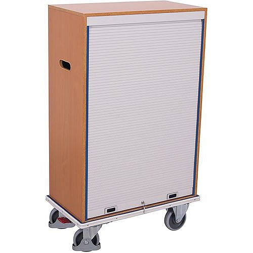 Skříňový vozík na šanony s roletou, 9 přihrádek, 87,5 x 49 x 146 cm