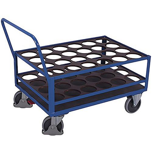 Vozík na ocelové válce s protiskluzovým povrchem, 126,5 x 77,5 x 100 cm, modrý