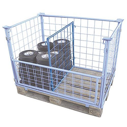 Mezistěna k paletovým nástavcům, pletivová, modrá, 75 x 60 cm