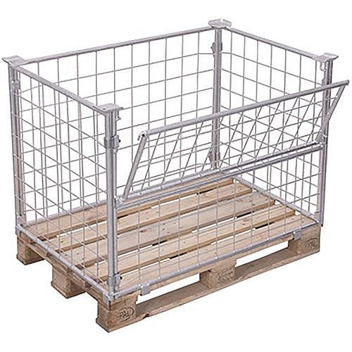 Paletový nástavec se sklopnou stěnou typ 64, pletivový, pozink, 80 x 120 x 80 cm