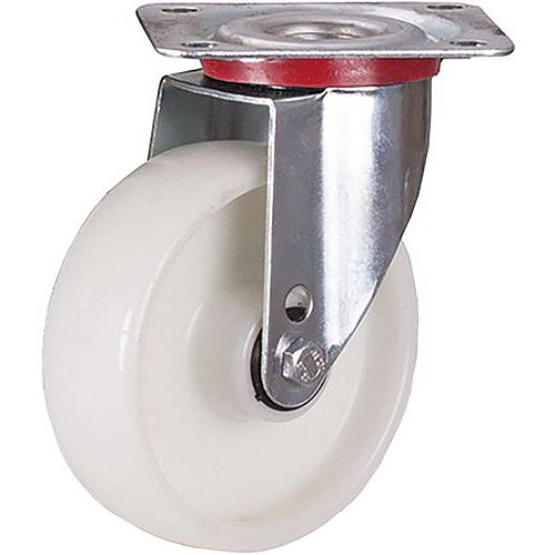 Polyamidové pojezdové kolo s přírubou, 125 x 38 mm, kuličkové ložisko, otočné