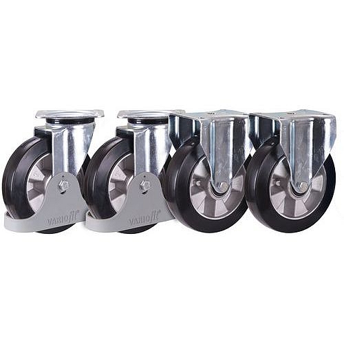 Sada 2 pevných a 2 otočných kol, pryžová, 125 x 40 mm