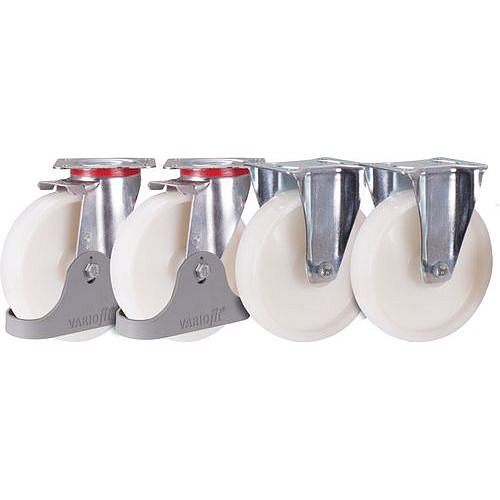 Sada 2 pevných a 2 otočných kol, polyamidová, 200 x 50 mm