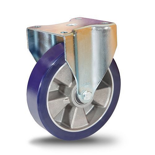 Polyuretanové transportní kolo s přírubou, průměr 200 mm, pevné, kuličkové ložisko