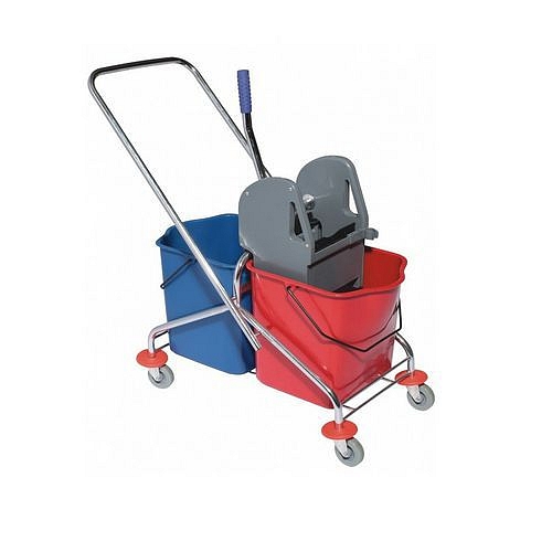 Úklidový vozík s pákovým ždímačem, objem 2 x 20 l