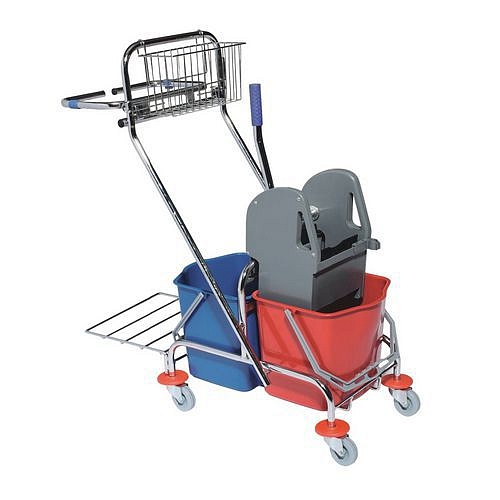 Úklidový vozík s pákovým ždímačem, objem 2 x 15 l
